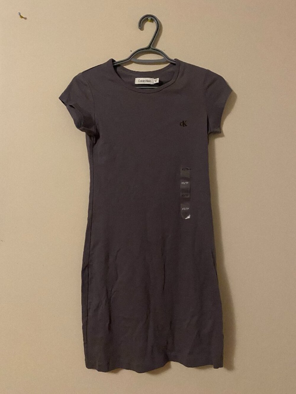 Calvin Klein Charcoal Gray Short Sleeve Bodycon Dress